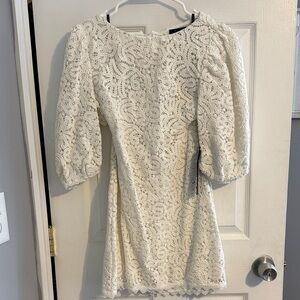 House of Harlow 1960 Ivory Crochet Lace Puff-Sleeve Mini Dress